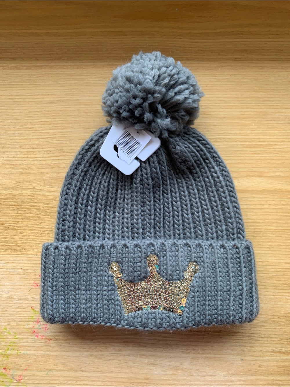 NEW WITH TAGS Disney Parks Princess Couture Gray Knit Beanie Gold Sequins